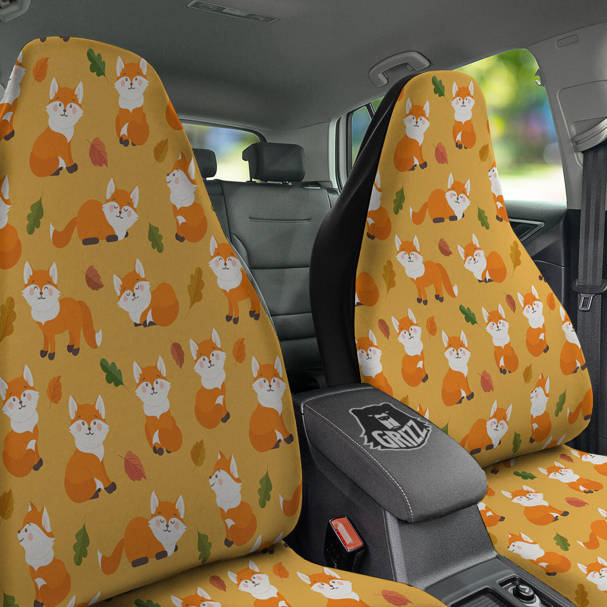 Fox Orange Print Pattern Car Seat Covers-grizzshop