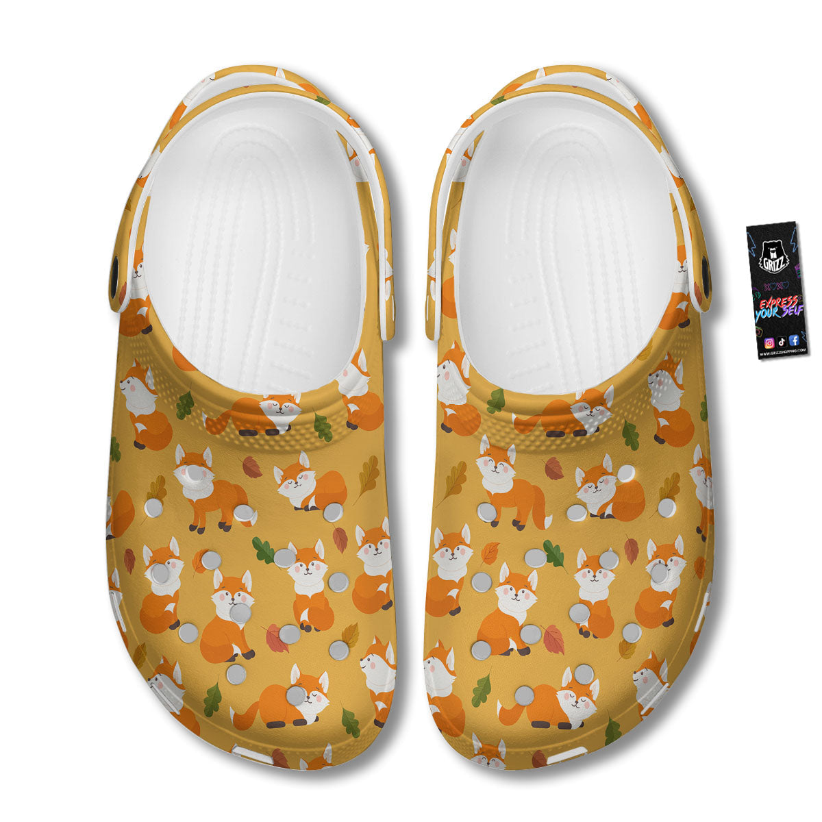 Fox Orange Print Pattern Clog-grizzshop