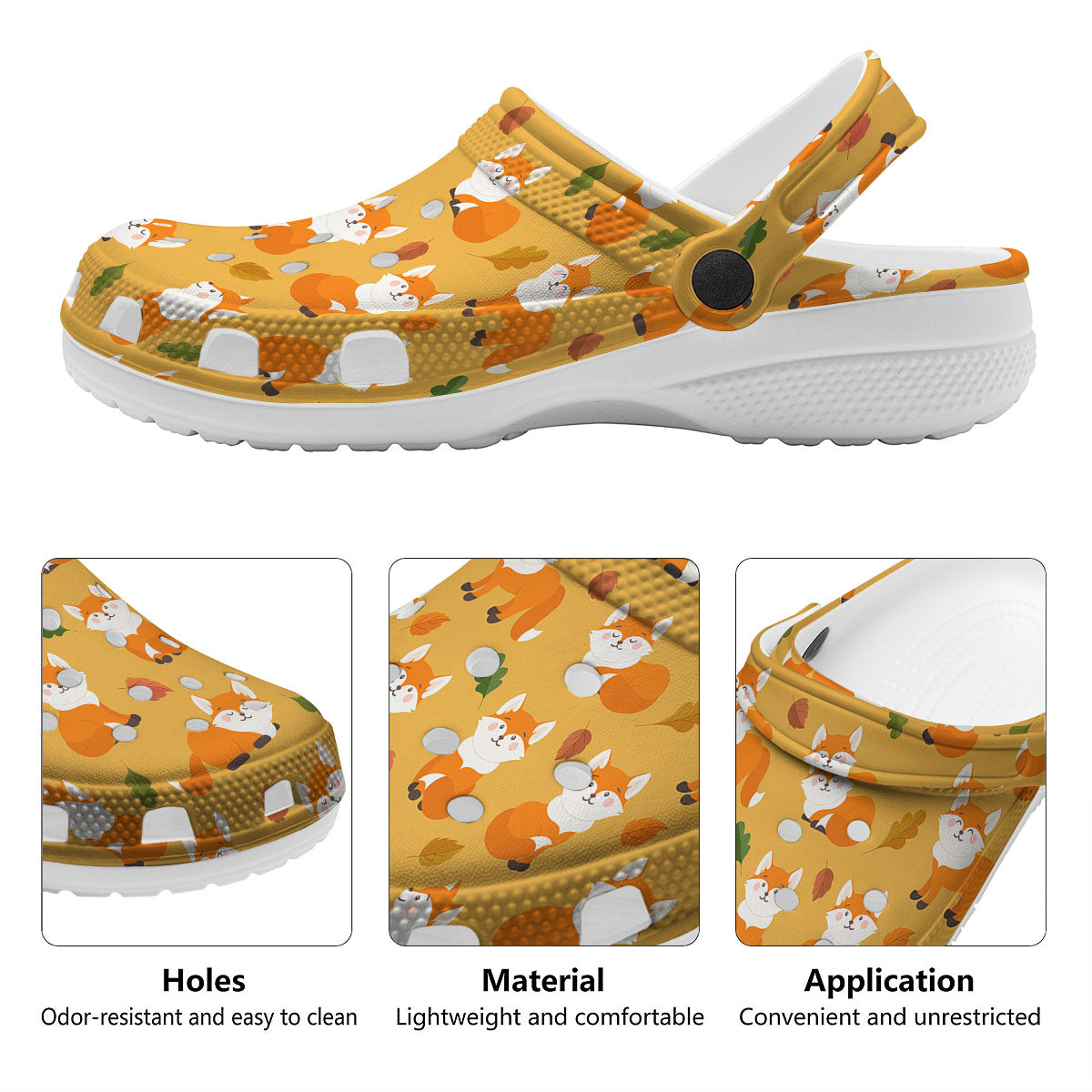 Fox Orange Print Pattern Clog-grizzshop