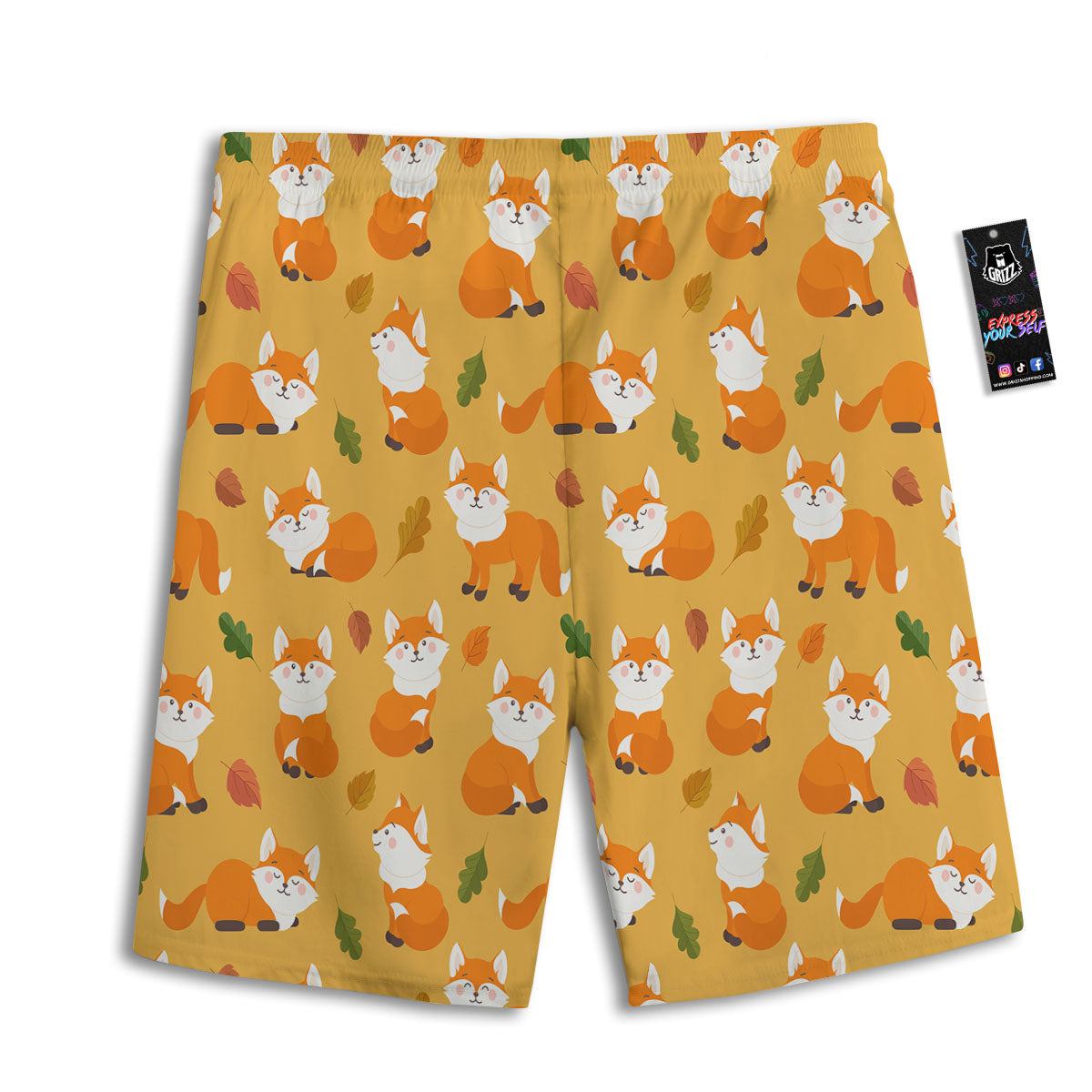 Fox Orange Print Pattern Men's Athletic Shorts