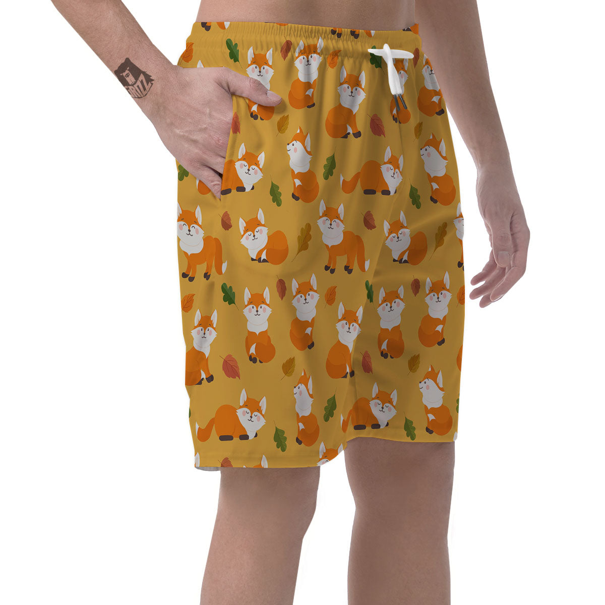 Fox Orange Print Pattern Men's Shorts-grizzshop