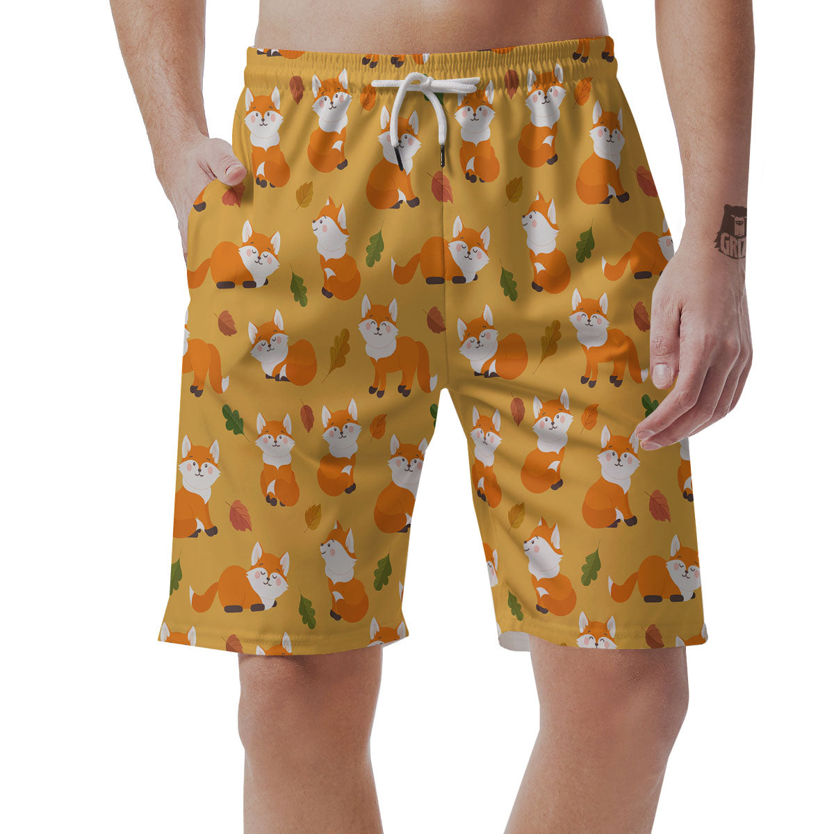 Fox Orange Print Pattern Men's Shorts-grizzshop