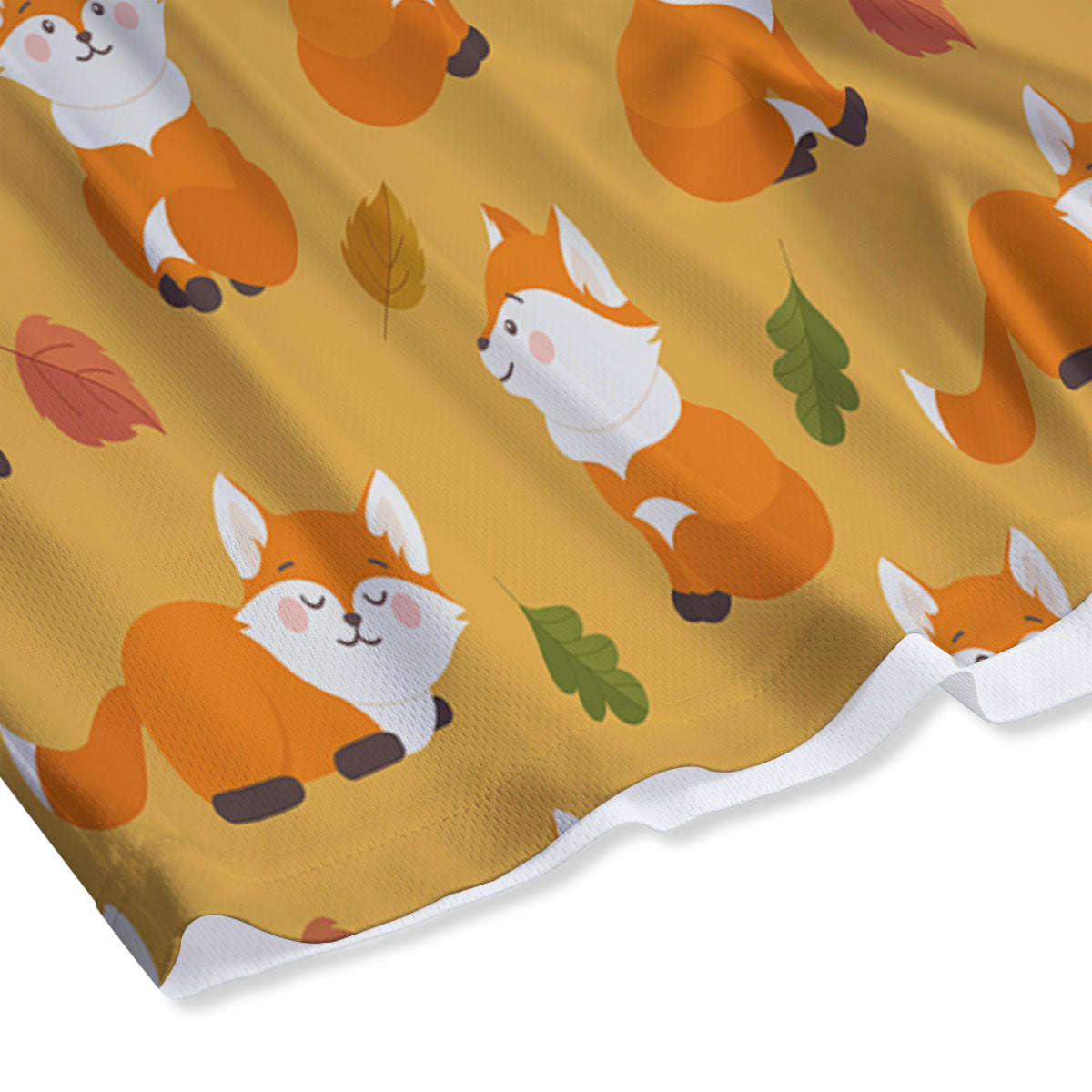 Fox Orange Print Pattern Mesh Shorts