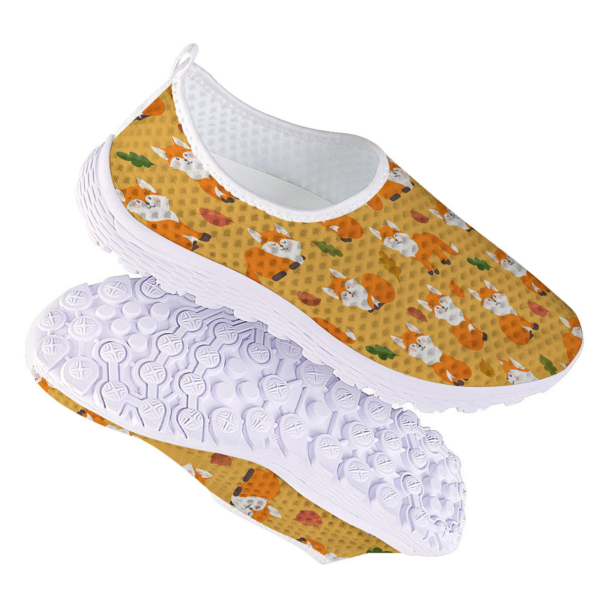 Fox Orange Print Pattern Nurse Shoes-grizzshop