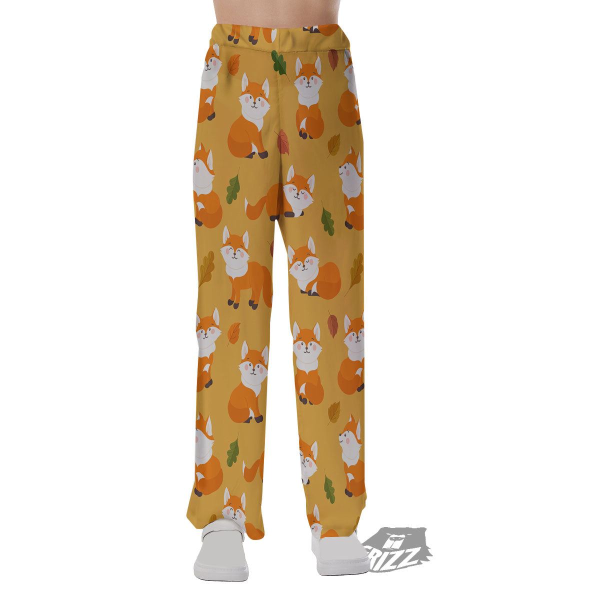 Fox Orange Print Pattern Pajama Pants-grizzshop