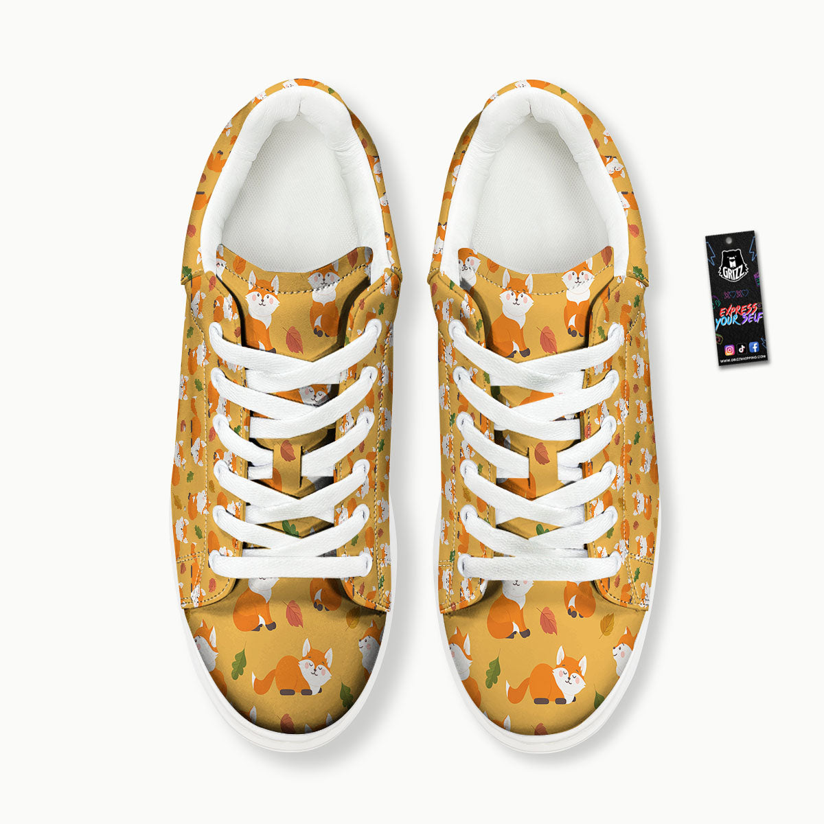 Fox Orange Print Pattern Platform Shoes-grizzshop