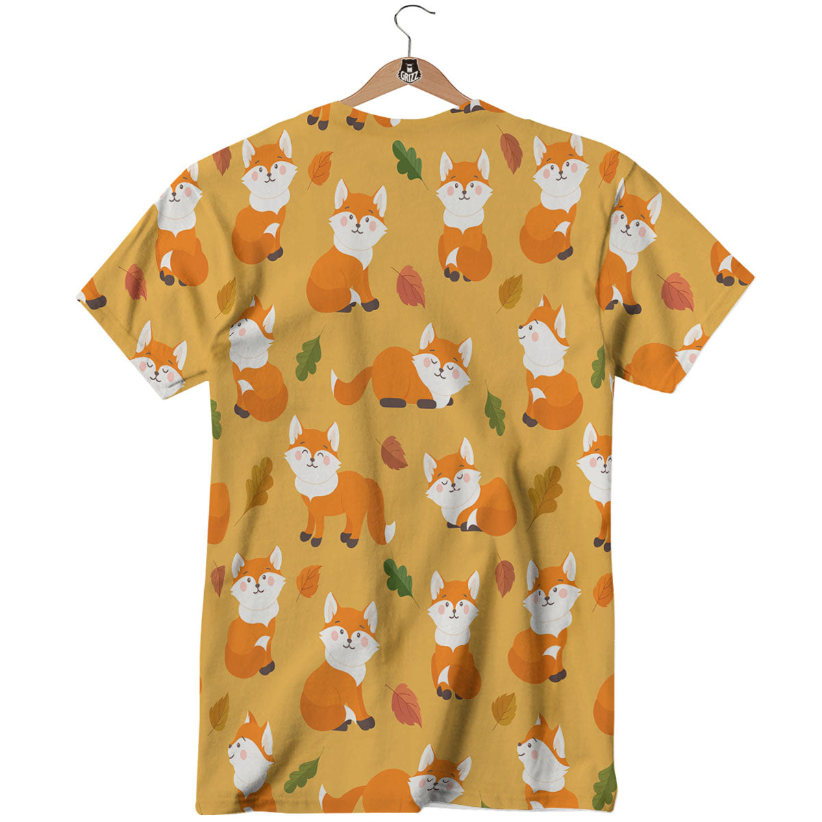 Fox Orange Print Pattern T-Shirt-grizzshop