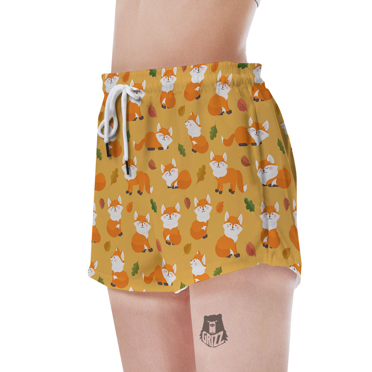Fox Orange Print Pattern Women's Shorts-grizzshop