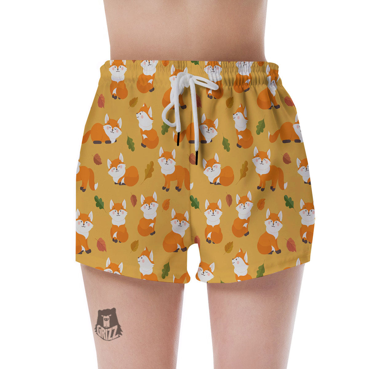 Fox Orange Print Pattern Women's Shorts-grizzshop