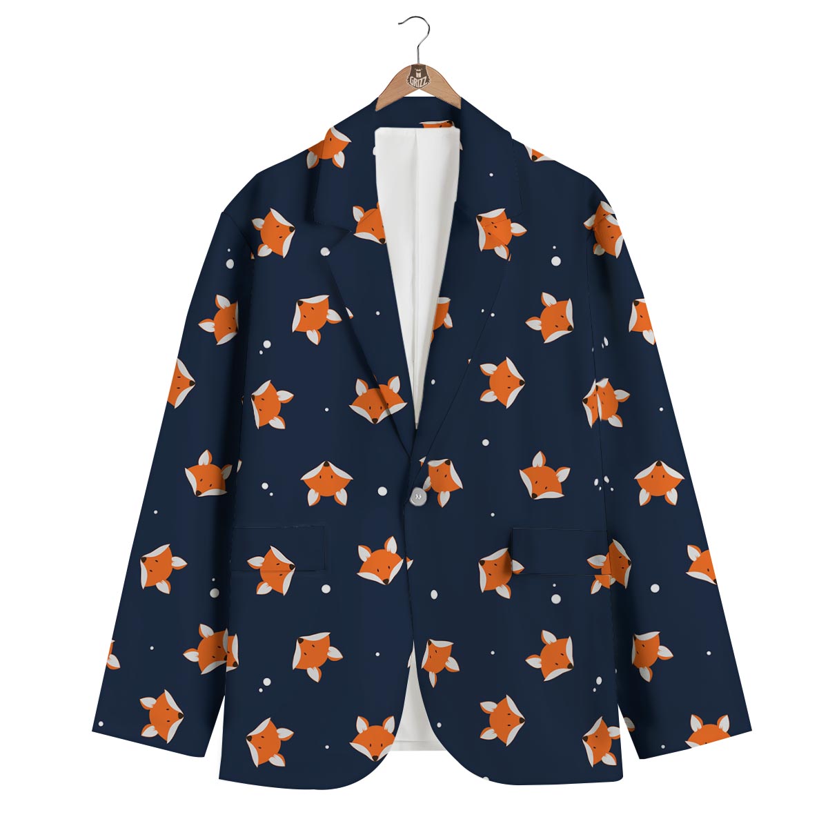 Fox Pattern Print Men's Blazer-grizzshop