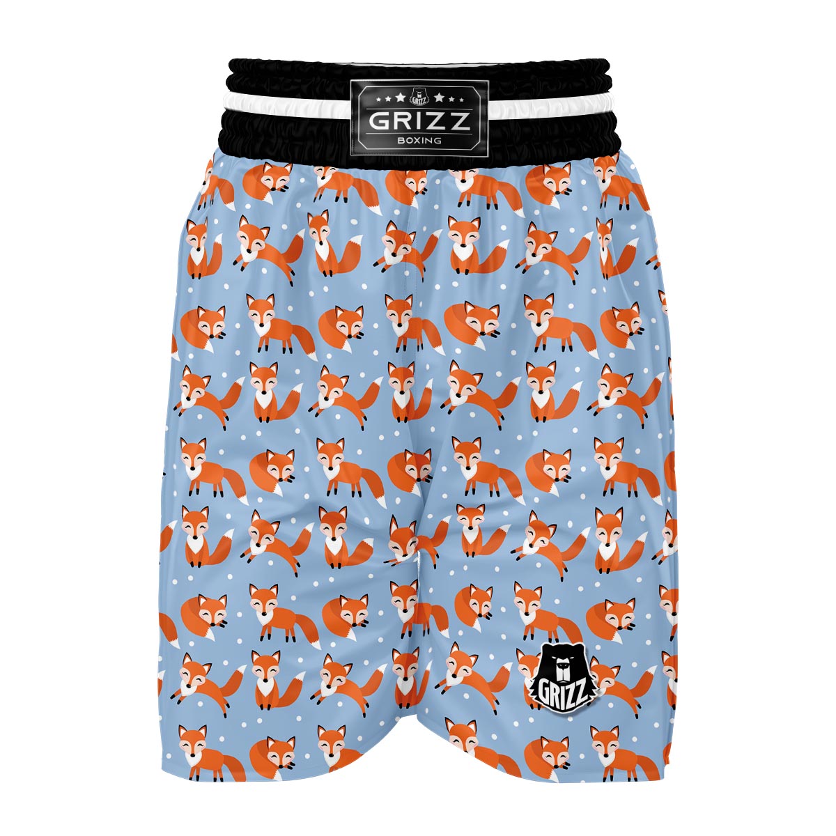 Fox Snow Pattern Print Boxing Shorts-grizzshop