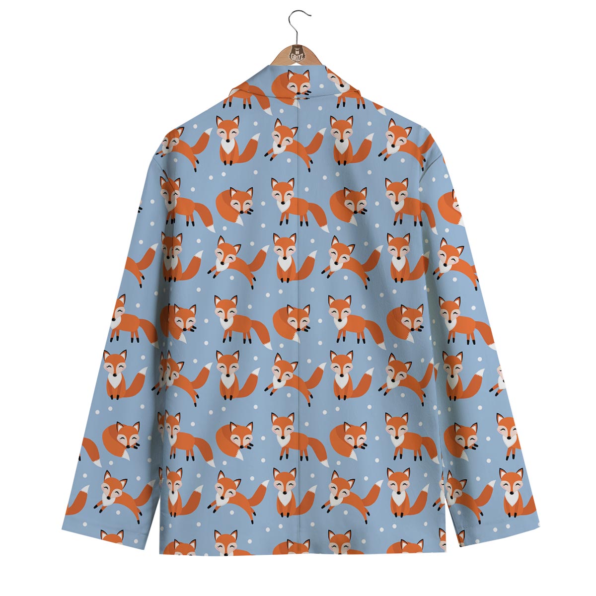 Fox Snow Pattern Print Men's Blazer-grizzshop