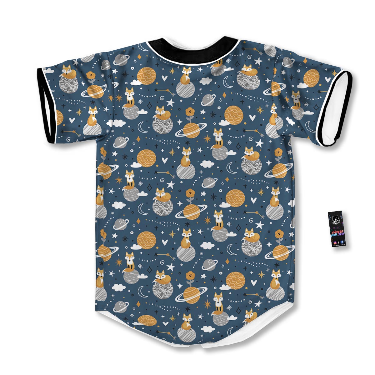 Fox Space Print Pattern Baseball Jersey-grizzshop
