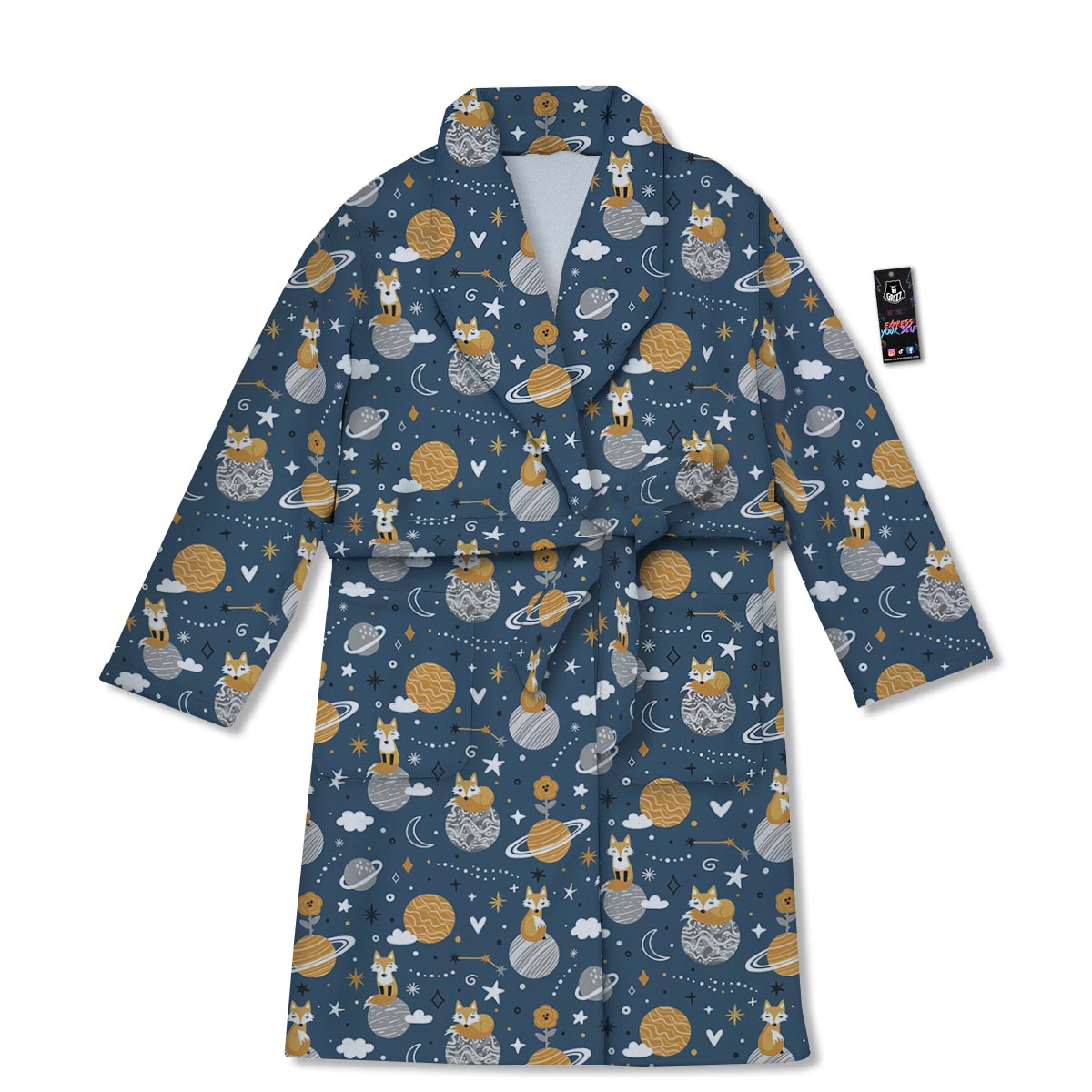 Fox Space Print Pattern Bathrobe-grizzshop