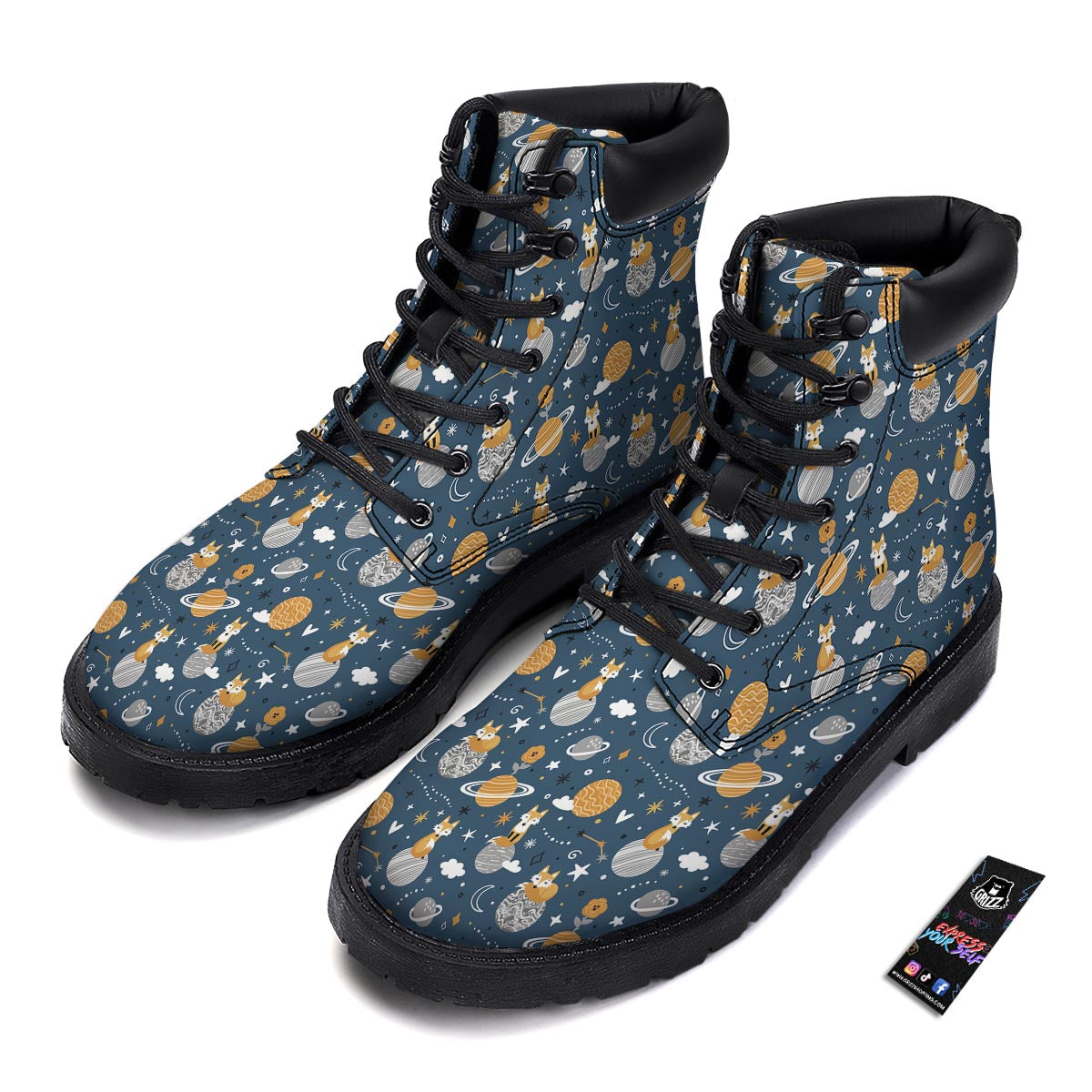 Fox Space Print Pattern Boots-grizzshop