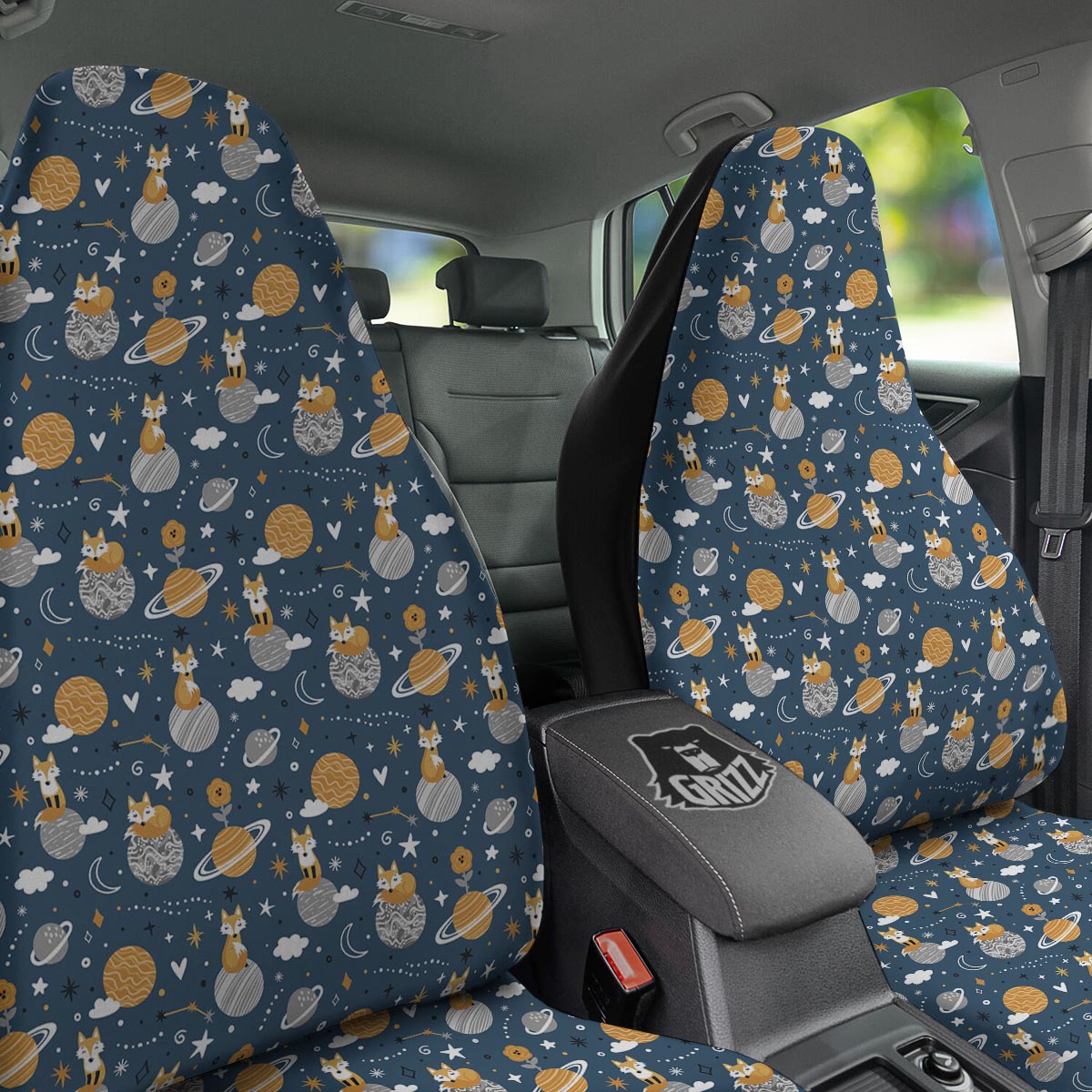Fox Space Print Pattern Car Seat Covers-grizzshop