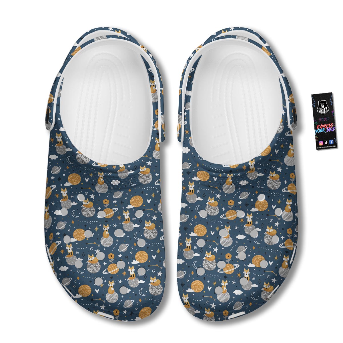 Fox Space Print Pattern Clog-grizzshop