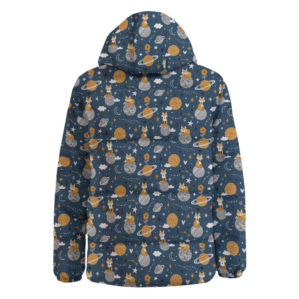 Fox Space Print Pattern Down Jacket-grizzshop