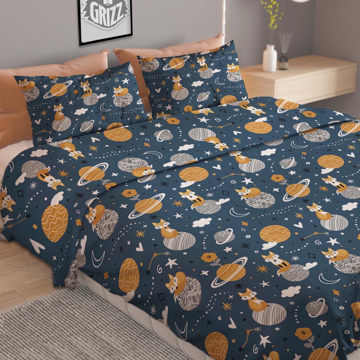 Flower White Daffodil Print Pattern Duvet Cover Bedding Set
