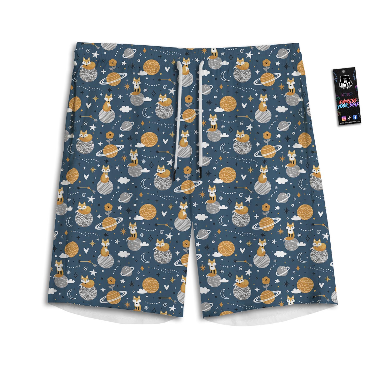 Fox Space Print Pattern Men's Athletic Shorts