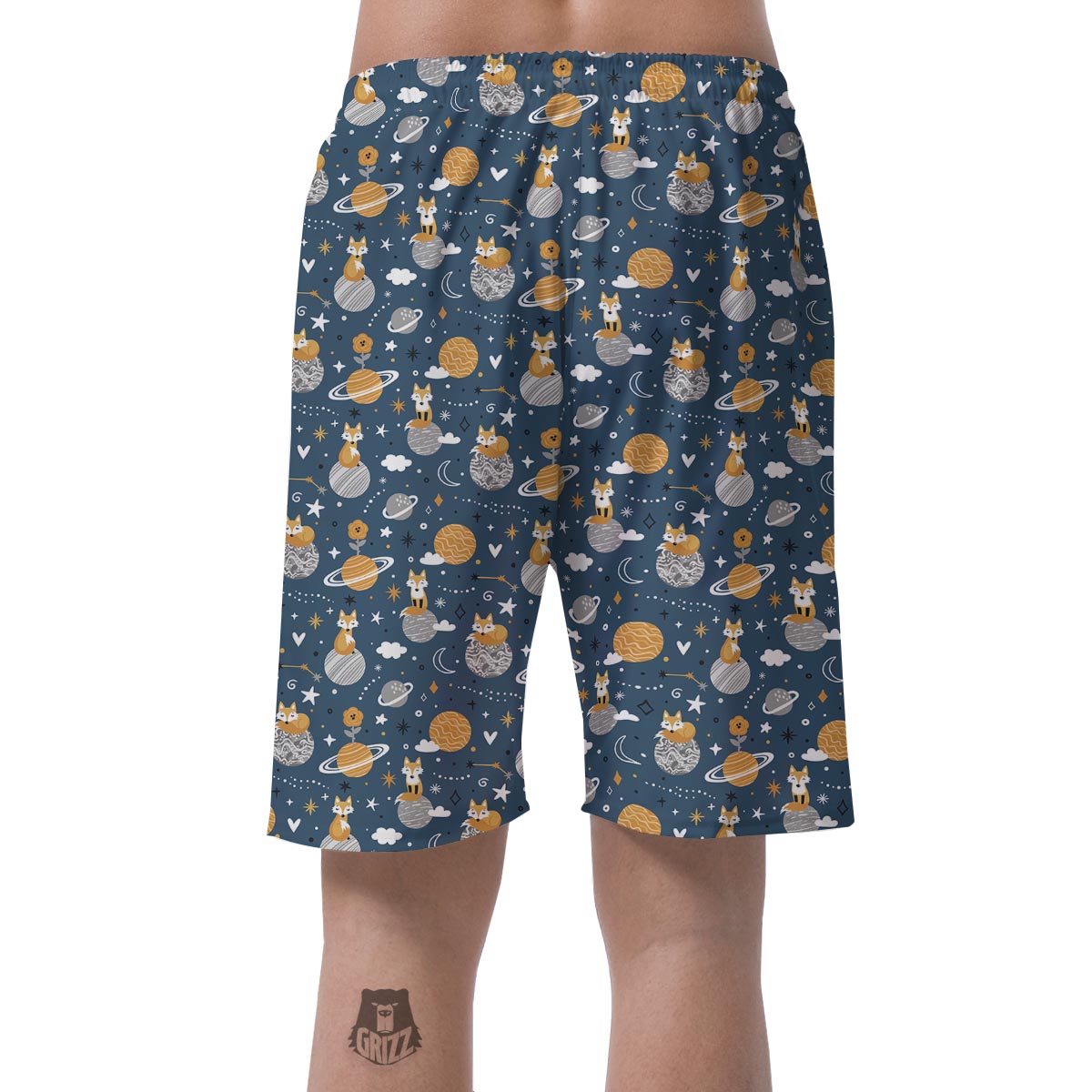 Fox Space Print Pattern Men's Shorts-grizzshop