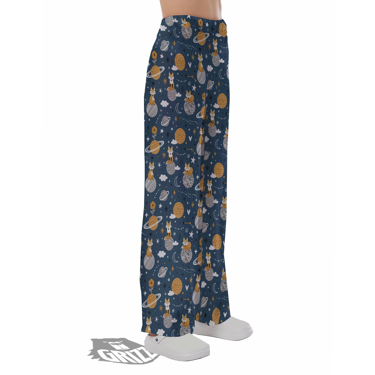 Fox Space Print Pattern Pajama Pants-grizzshop
