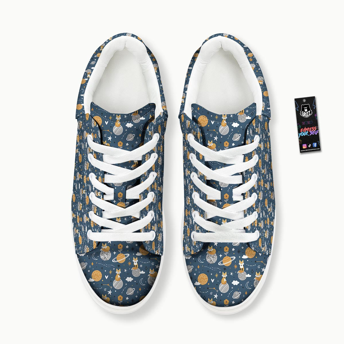 Fox Space Print Pattern Platform Shoes-grizzshop