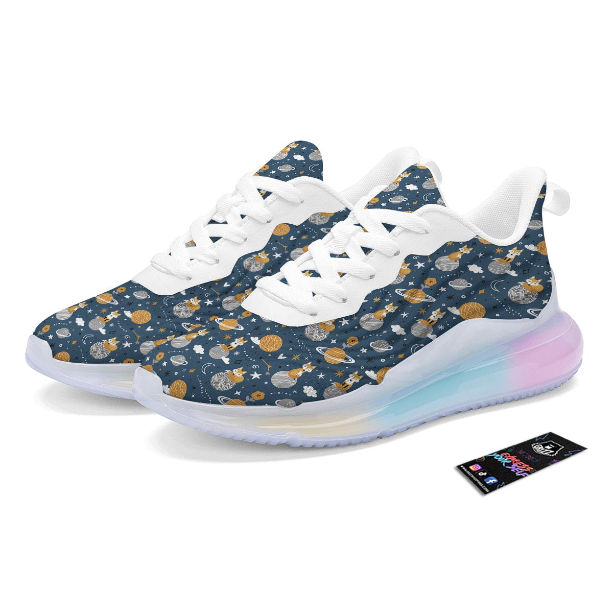 Fox Space Print Pattern Running Sneakers-grizzshop