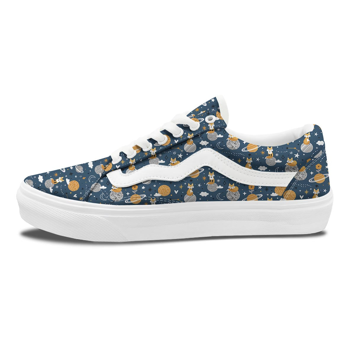 Fox Space Print Pattern Skate Shoes-grizzshop