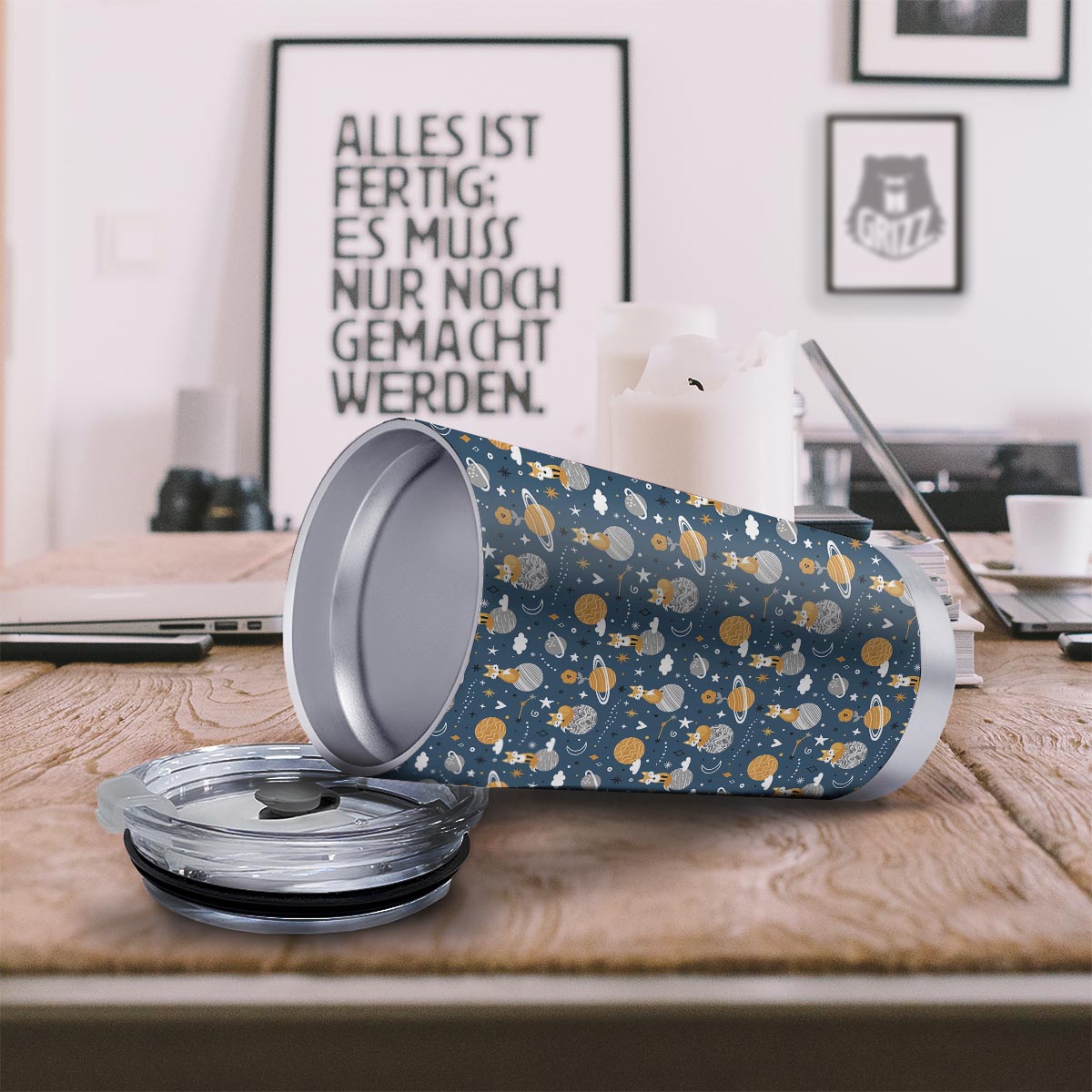 Fox Space Print Pattern Tumbler-grizzshop