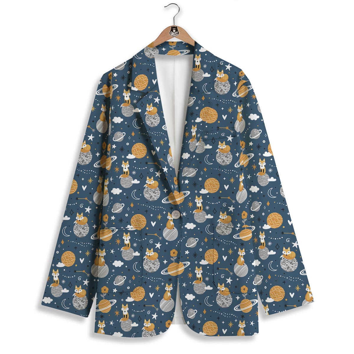 Fox Space Print Pattern Women's Blazer-grizzshop