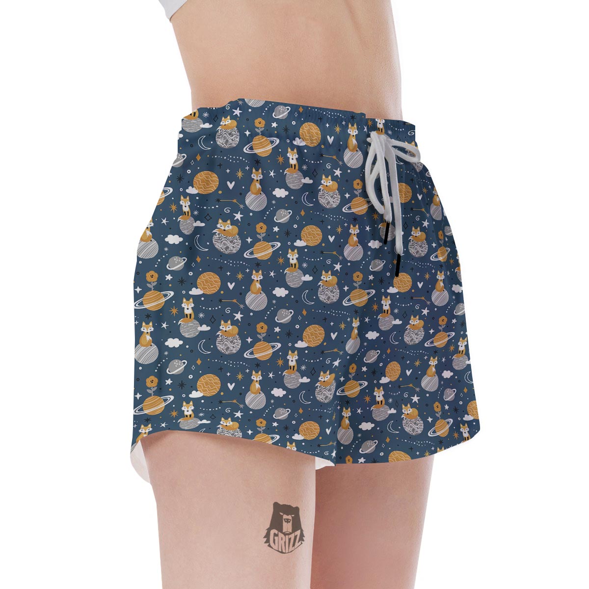 Fox Space Print Pattern Women's Shorts-grizzshop