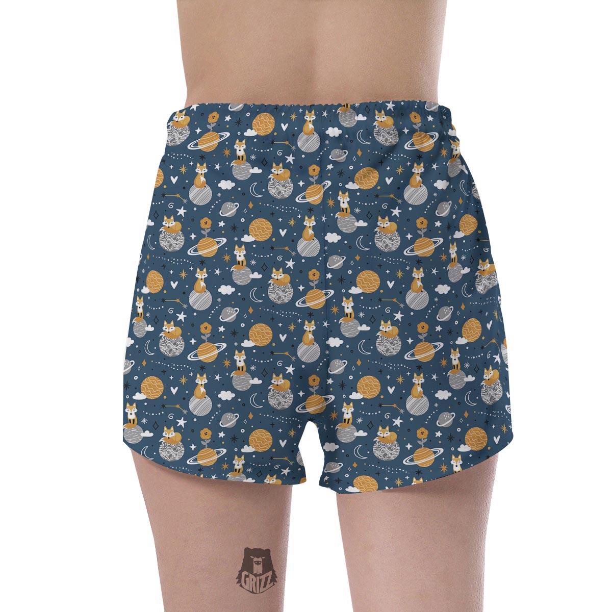 Fox Space Print Pattern Women's Shorts-grizzshop