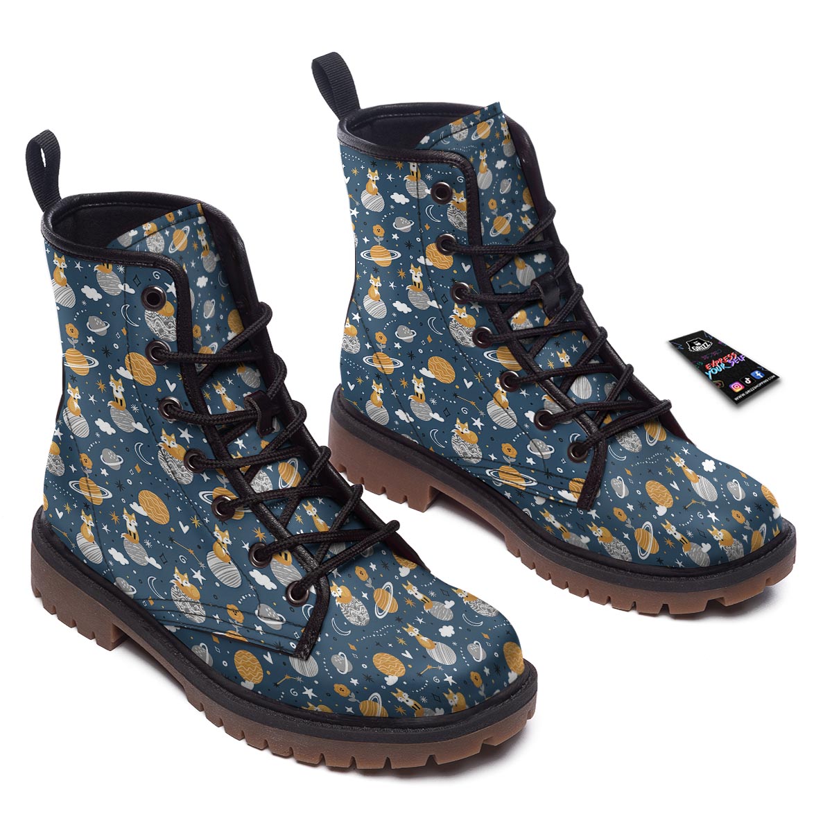 Fox Space Print Pattern Work Boots-grizzshop