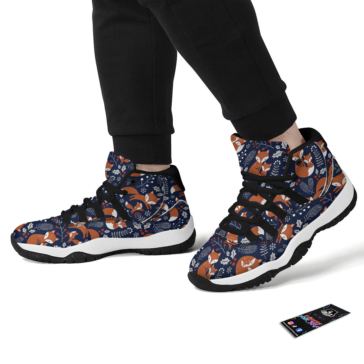 Fox Winter Print Pattern Black Bball Shoes-grizzshop