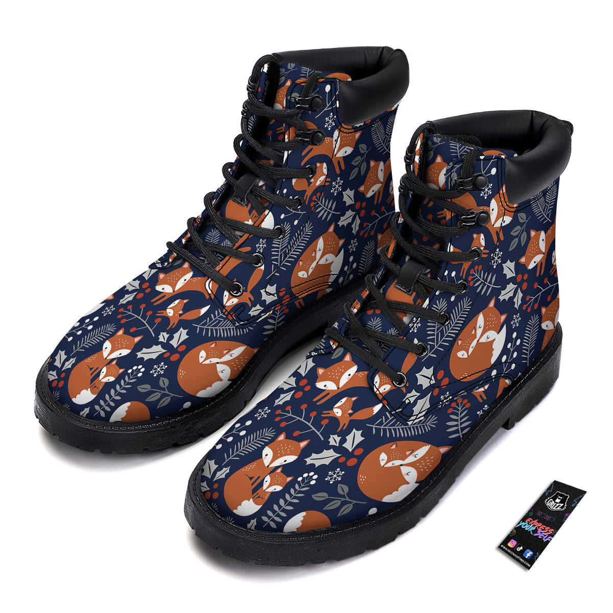 Fox Winter Print Pattern Boots-grizzshop