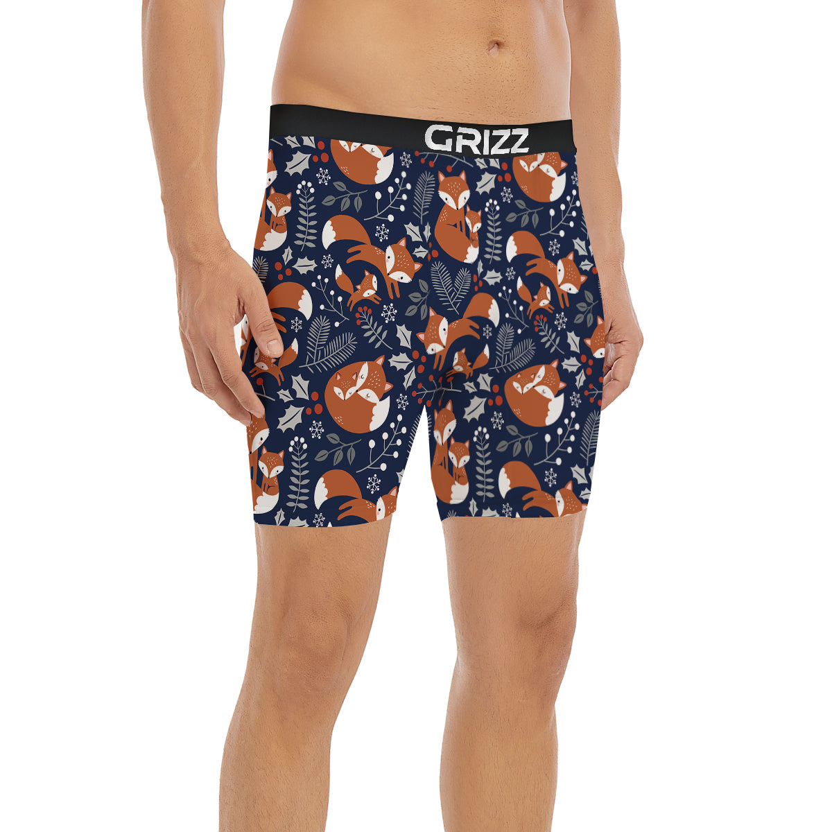 Fox Winter Print Pattern Boxer Briefs-grizzshop
