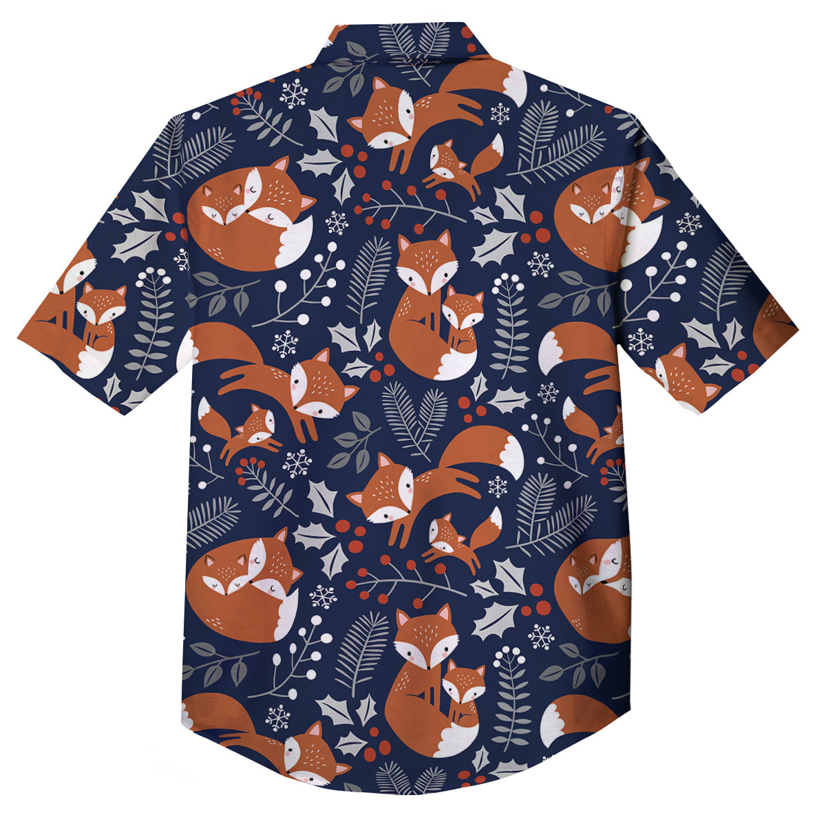 Fox Winter Print Pattern Button Up Shirt-grizzshop