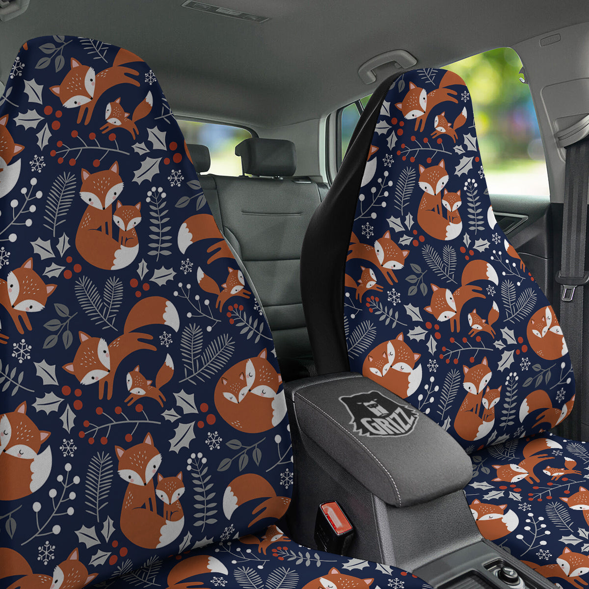 Fox Winter Print Pattern Car Seat Covers-grizzshop