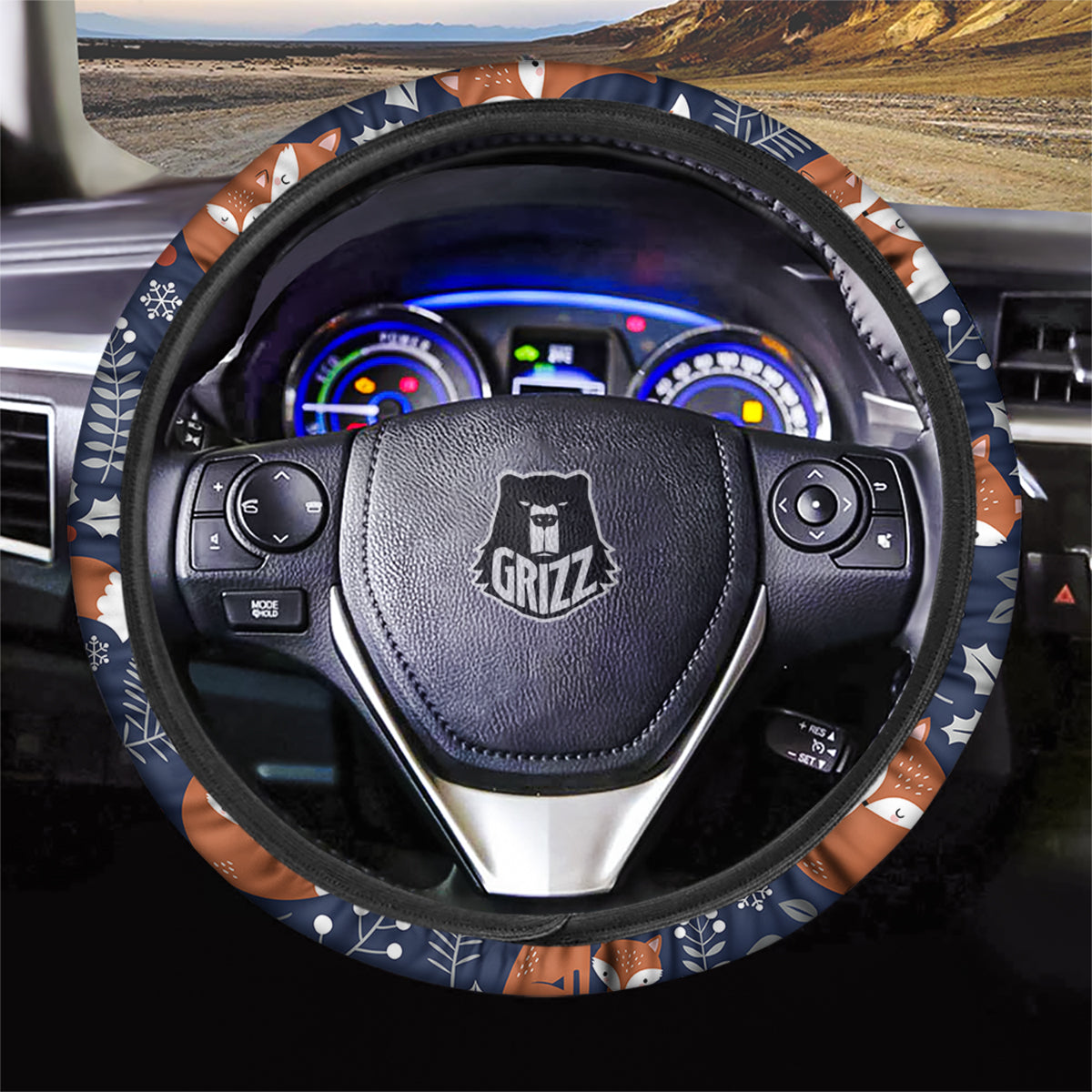 Fox Winter Print Pattern Car Steering Wheel Cover-grizzshop