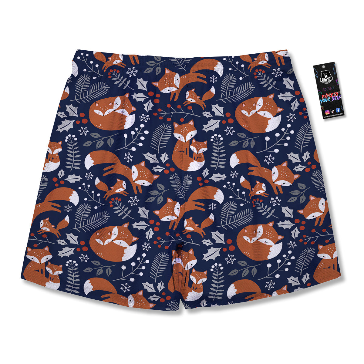 Fox Winter Print Pattern Men's Running Shorts-grizzshop