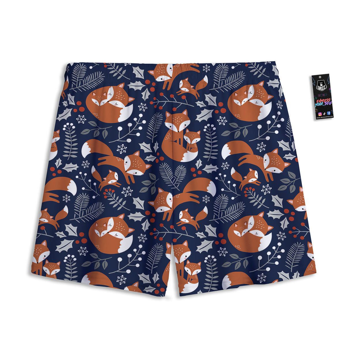 Fox Winter Print Pattern Mesh Shorts