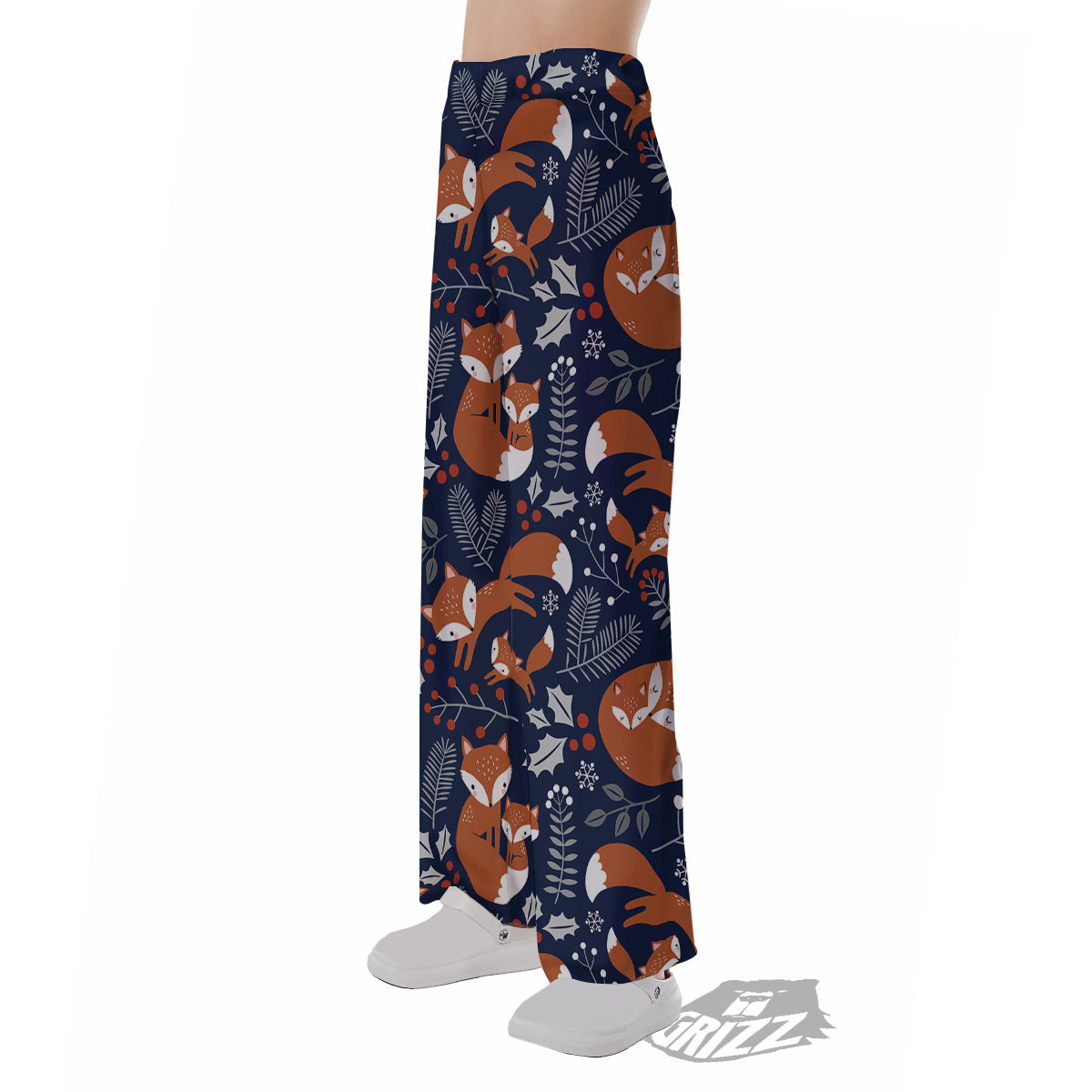 Fox Winter Print Pattern Pajama Pants-grizzshop