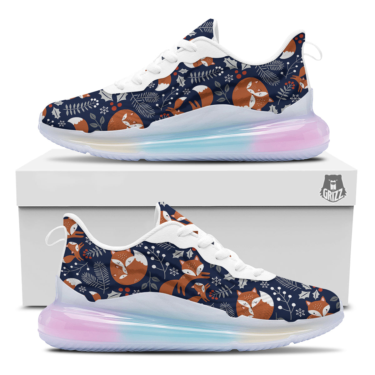 Fox Winter Print Pattern Running Sneakers-grizzshop