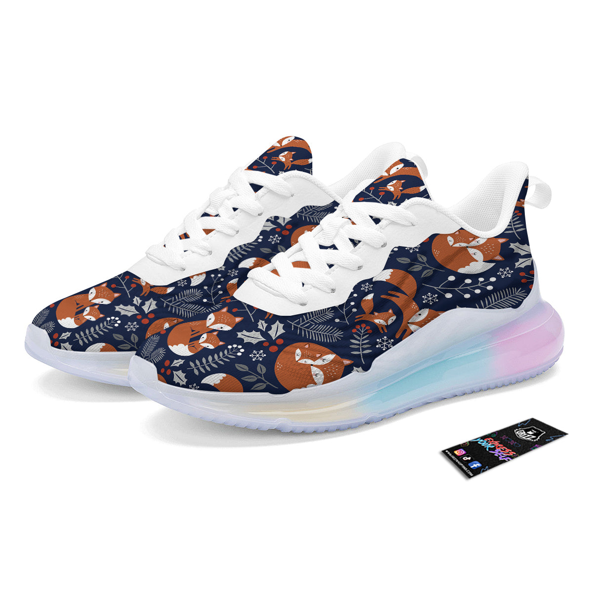 Fox Winter Print Pattern Running Sneakers-grizzshop