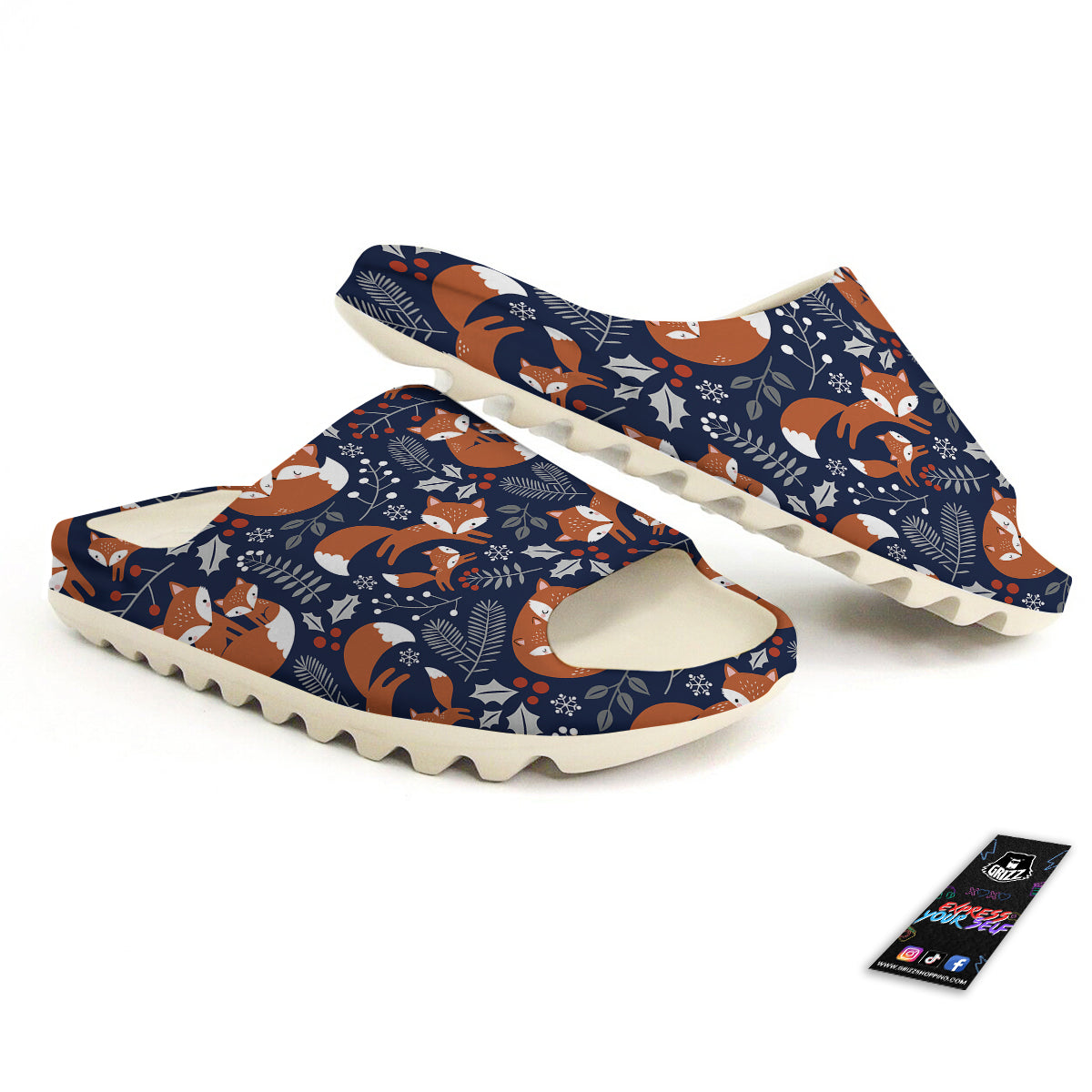 Fox Winter Print Pattern Sandals-grizzshop