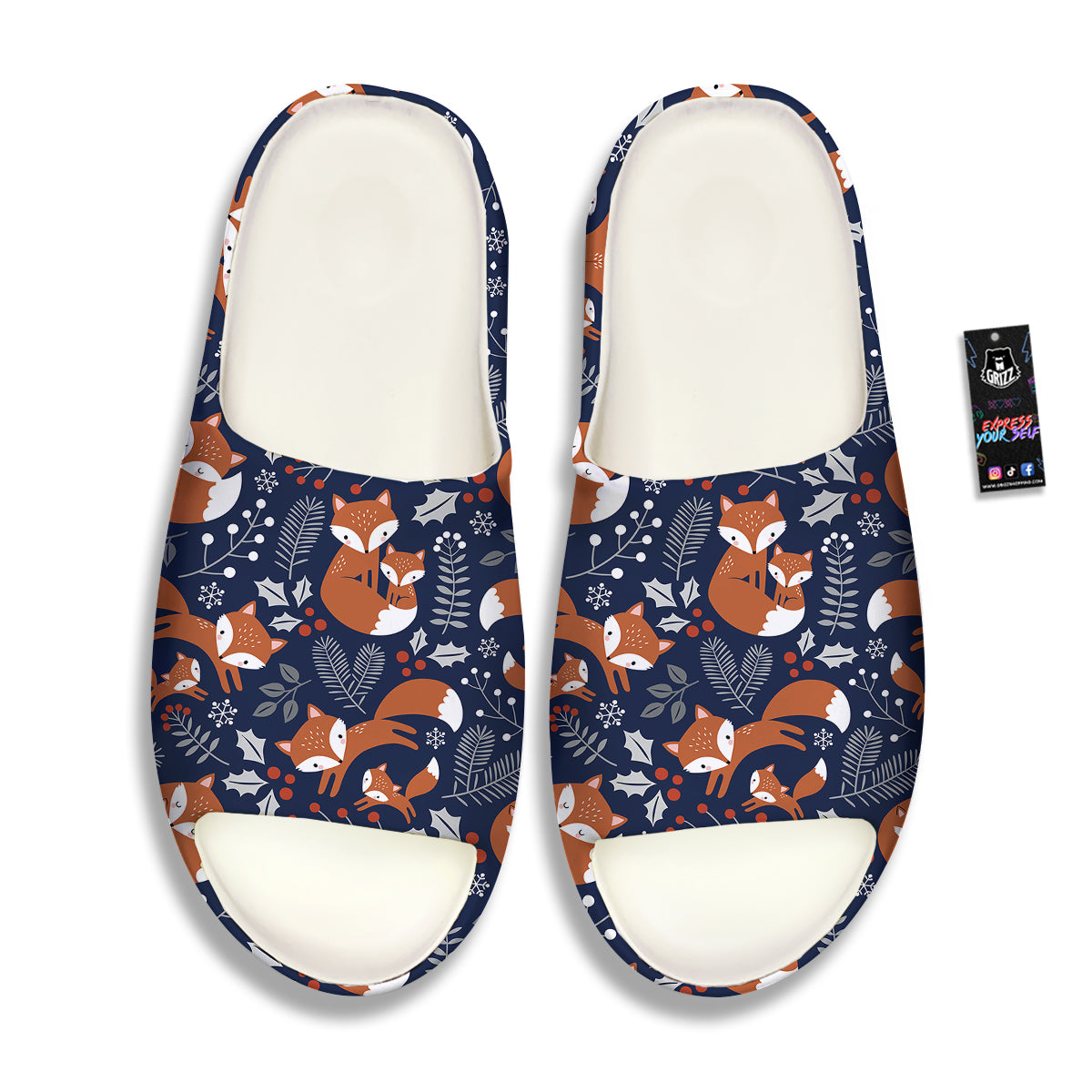 Fox Winter Print Pattern Sandals-grizzshop