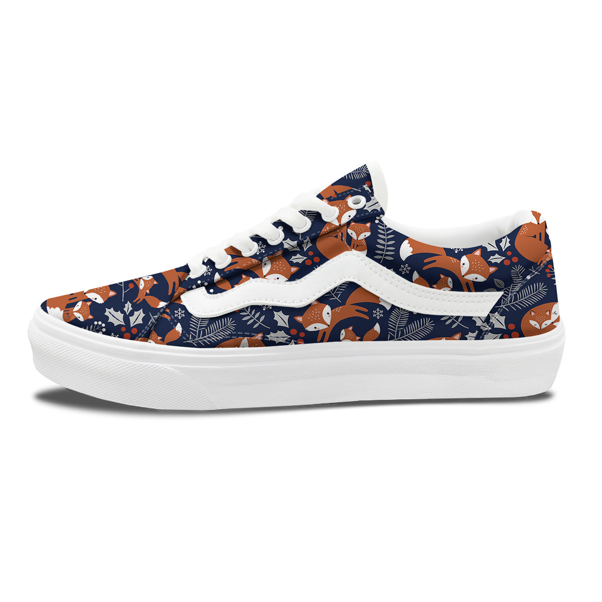 Fox Winter Print Pattern Skate Shoes-grizzshop