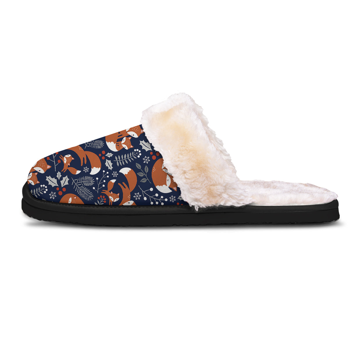 Fox Winter Print Pattern Slippers-grizzshop