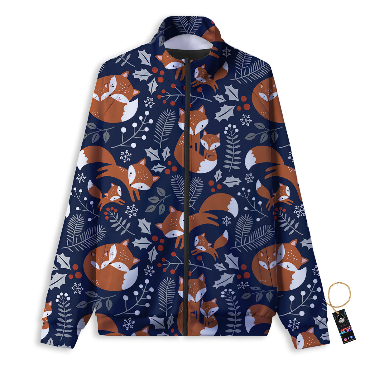 Fox Winter Print Pattern Track Jacket-grizzshop